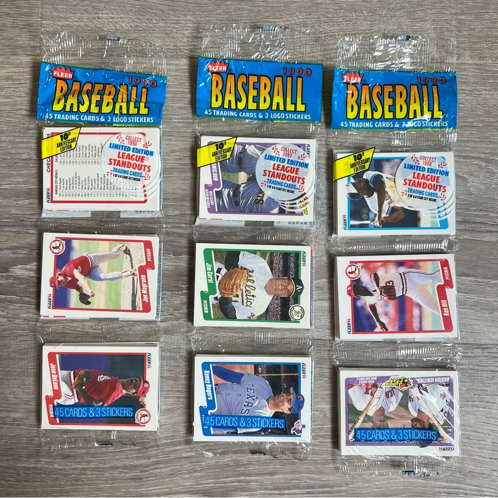 VTG 1990 Fleer Baseball Unopened 3 Rack‎ Packs Limited Edition MLB